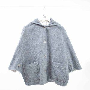 Paul & Joe Blue Wool Hooded Cape